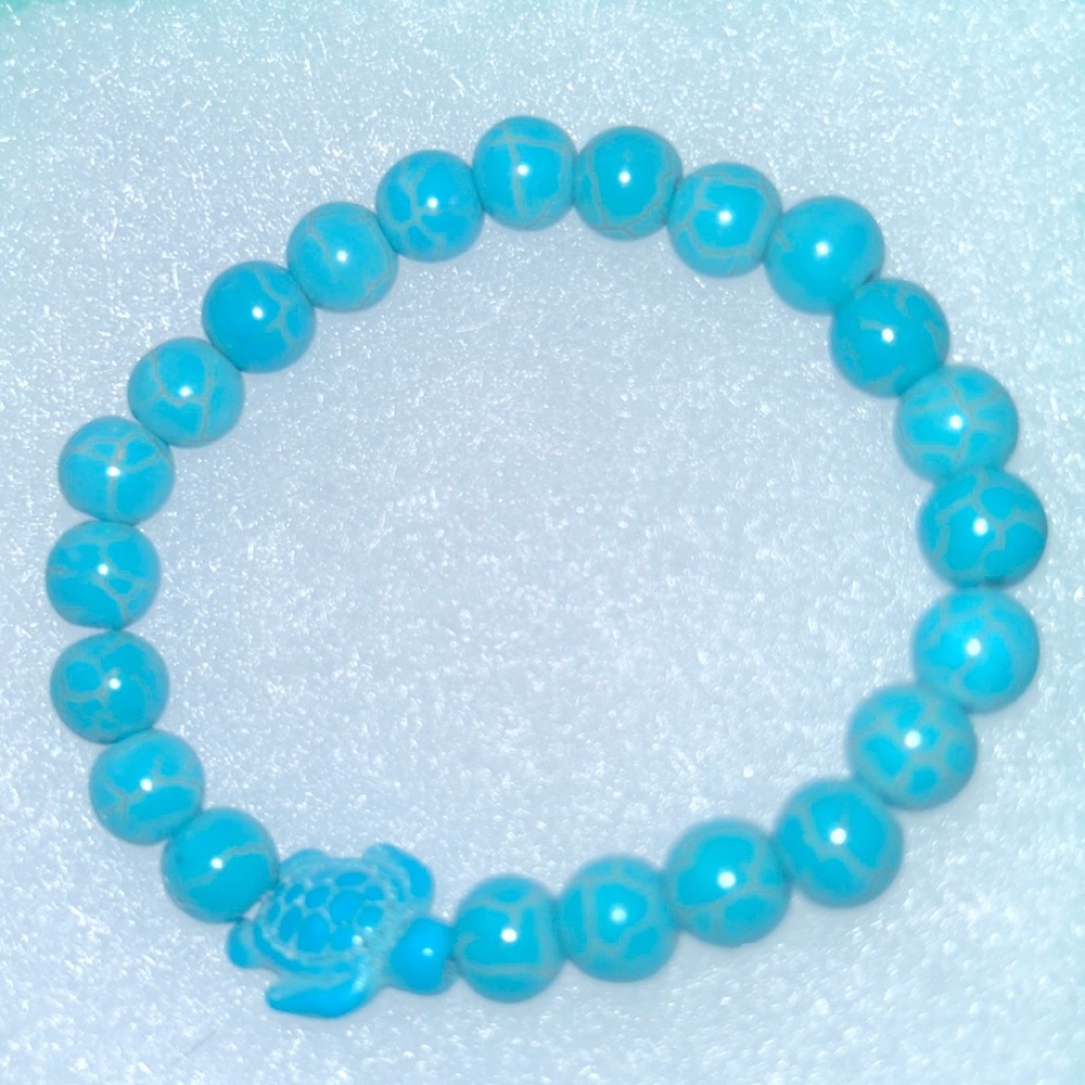 Turquoise Crystal Natural Turtle 🐢 6-8” Bracelet - Picture 5 of 6